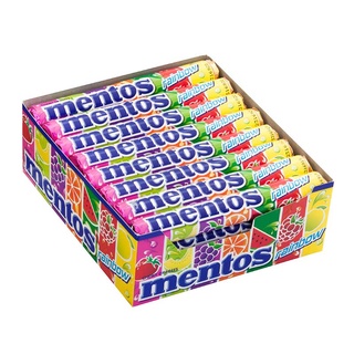 เมนทอส ลูกอมผลไม้ รสผลไม้ ขนาด 37กรัม ยกแพ็ค 24แท่ง ลูกอมแท่ง MENTOS FRUIT CANDY