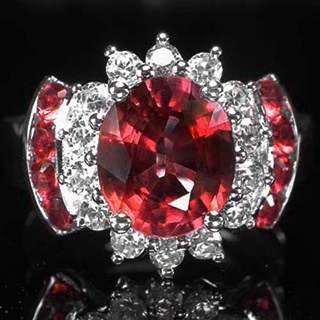 แหวนเงินแท้ 925 พลอยโรโดไลท์ Rhodolite Garnet น้ำหนัก  3.42 กะรัต สวยไฟดีมากค่ะ