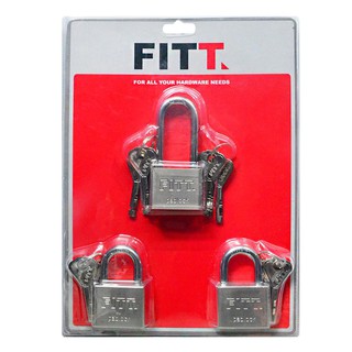 กุญแจ MK FITT 40 MM 3 ตัว/ชุด สีสเตนเลส PADLOCKMK FITT 40MM 3EA/SET STAINLESS STEEL