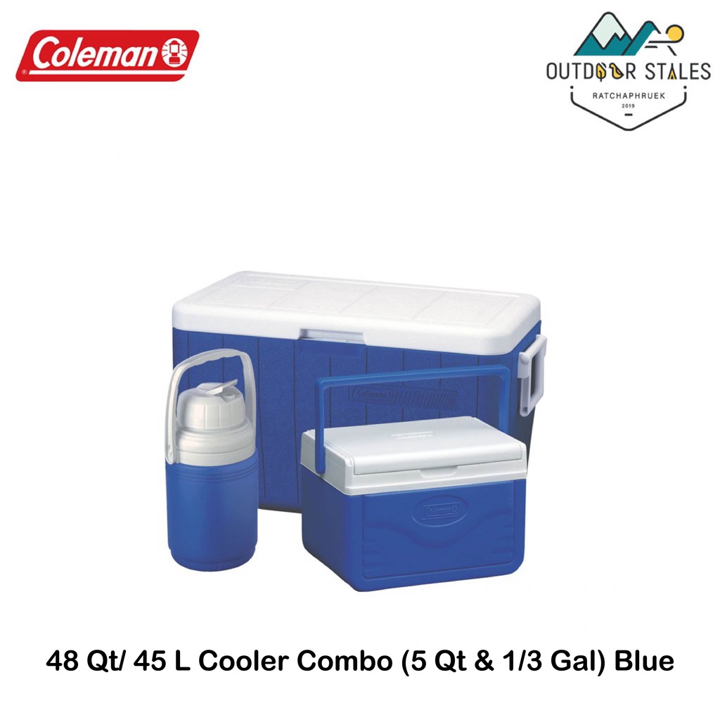 Coleman 48 Qt/ 45 L Cooler Combo (5 Qt &amp; 1/3 Gal) Blue