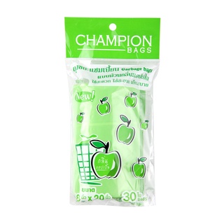 CHAMPION ถุงขยะกลิ่นแอปเปิ้ลขนาด18x20นิ้ว เขียว