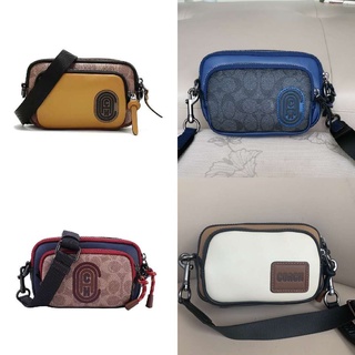 Coach 89259 89260 89261 89478 Pacer Convertible Double Pouch Signature Patch ผู้หญิงผู้ชาย Crossbody สลิงกระเป๋ากล้อง