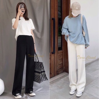 PW501 TARA Long pants มีไซร์ กางเกงขายาว เอวสูง ทรงขากระบอก เนื้อผ้าวูลเวฟ ผ้ายืด ใส่สบาย