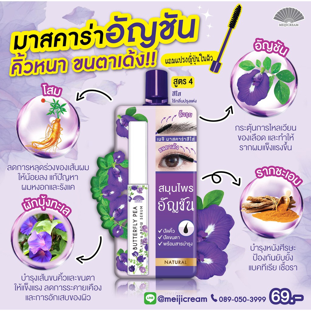 [ 1 ซอง ] เมจิ เซรั่ม อัญชัน MEIJI BUTTERFLY PEA HAIR SERUM 3 กรัม เติมโคนผมให้มั่นใจมากยิ่งขึ้น - รูปที่ 5