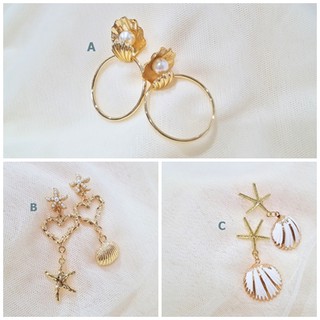 ตุ้มหูเปลือกหอย น่ารักมากๆ ใส่ไปทะเลเข้ากันสุดๆ เลยจ้า Shell earrings