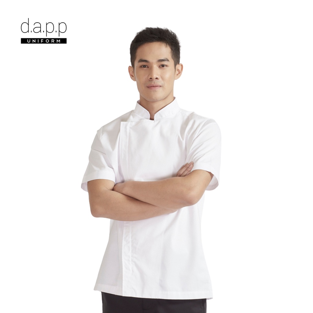 dapp Uniform เสื้อเชฟ เสื้อกุ๊ก แขนสั้น รุ่น Jeff สีขาว (TJKW1005DPS)
