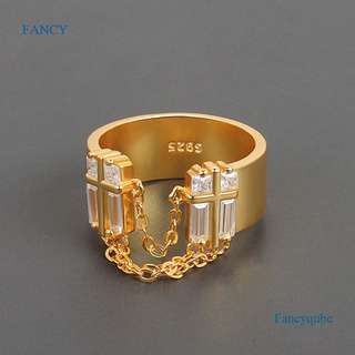 Fancy มาใหม่ เครื่องประดับ แหวนโซ่ ประดับเพทาย ปรับได้ แฟชั่นสําหรับผู้หญิง