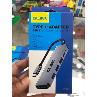 ส่งจากไทย Glink GL-028 GL028 Type-C Adapter 5 in 1 Type-c to HDMI USD 3.0 2.0 1.1 PD พร้อมส่ง