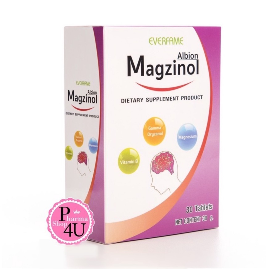 EVERFAME ALBION Magzinol วิตามินบีรวม ผสมกับ แมกนีเซียม 30 เม็ด/กล่อง [8267]