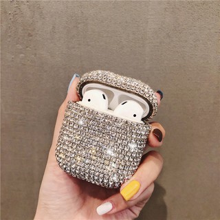 เคสหูฟังบลูทูธไร้สาย แบบแข็ง ประดับเพชร 3D หรูหรา สําหรับ Apple Airpods 1 2