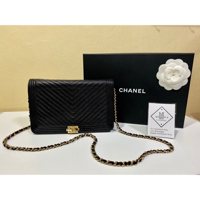 Chanel Chevron Black BOY WOC holo257xxxxx full set‼️