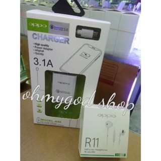 หูฟัง สำหรับOPPO R11 คู่กับชุดชาร์จOPPO ชาร์จเร็ว3.1Aจ้า