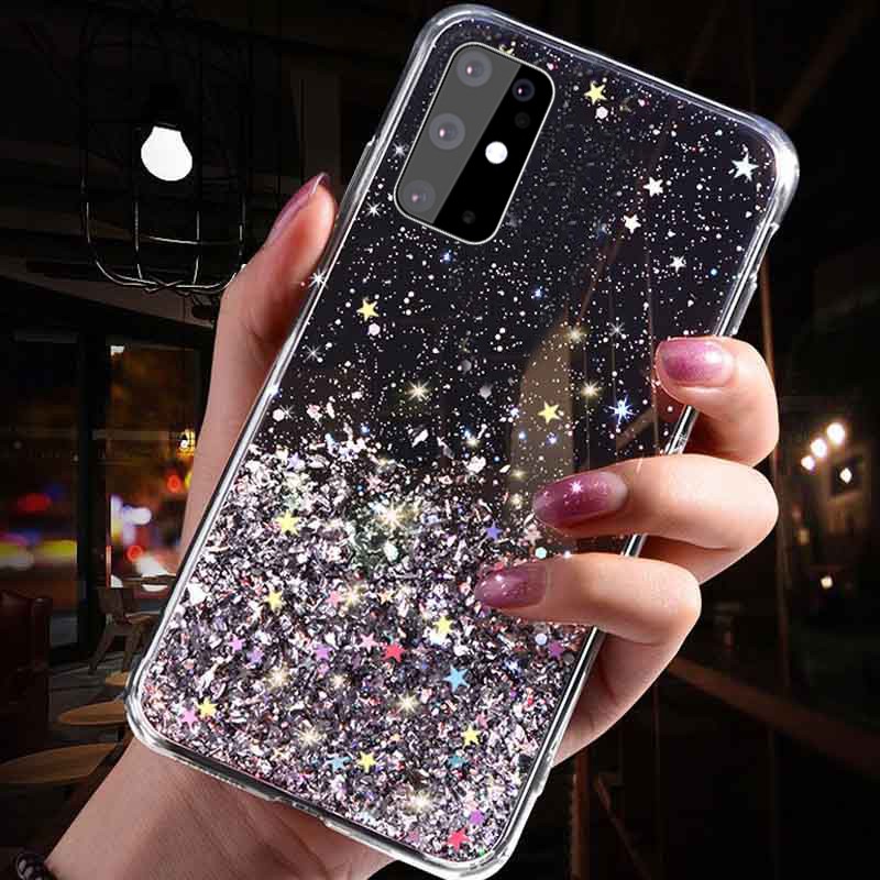 เคสเคสโทรศัพท์ซิลิโคนใส ประดับกลิตเตอร์แวววาว สำหรับ Samsung Galaxy A16 A06 A54 M52 A03S A32 A02 A02S M31S M31 M11 A11 A21 A21S A31 A51 A71 A81 A91 Note 20 Ultra 8 9 10 Lite Plus