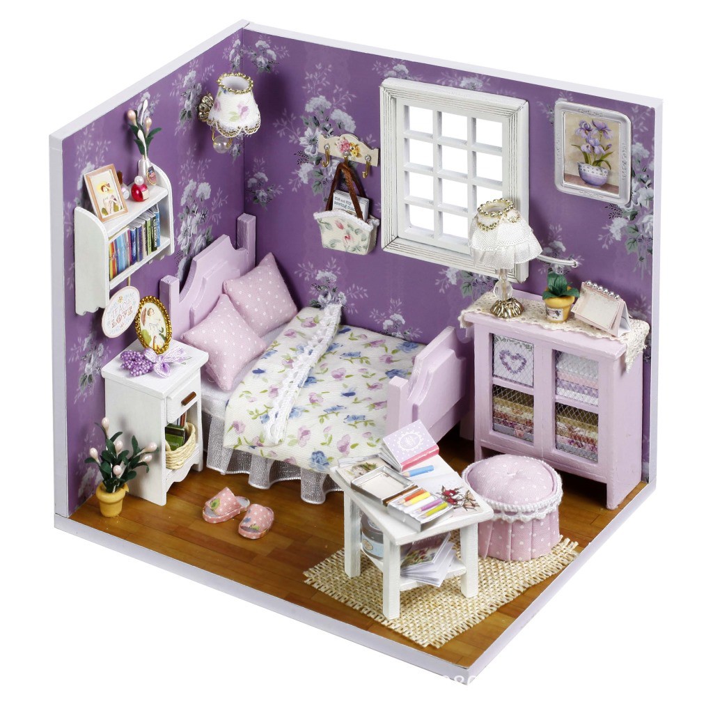 DIY ห้องนอนตุ๊กตา เตียง 1 ชั้น โมเดลบ้าน บ้านตุ๊กตา บ้านบาร์บี้