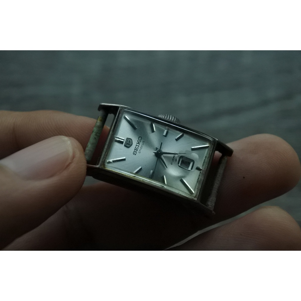 นาฬิกา Vintage มือสองญี่ปุ่น SEIKO CHORUS 2118-3201ระบบไขลาน ผู้หญิง ทรงสี่เหลี่ยม กรอบเงิน หน้าขาว หน้าปัด 18mm