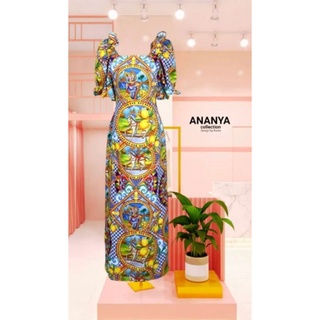 งานเดรสลายดีจี ตามหาหนักมาก (Sz.xl  38-32-42) ป้าย Ananya