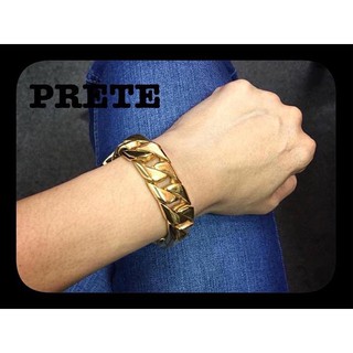 pretecufflink สร้อยข้อมือแสตนเลส สีทองเงา #87