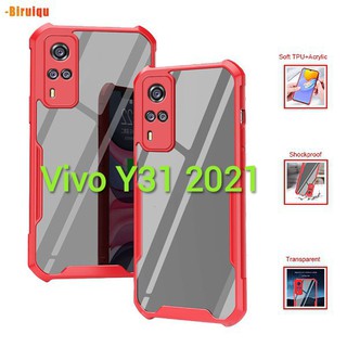 (พร้อมส่งในไทย)เคสกันกระแทกขอบสหลังใส Vivo Y31(2021)