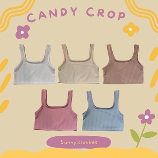 พร้อมส่ง!!  Candy crop 🍭เสื้อกล้ามครอปผ้าร่องไฮโซ เสื้อครอป