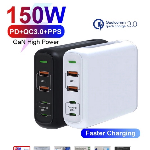 Urvns Xtremeport A1903 150w Pd Qc 4 0 3 0 Gan Quick Charger With Dual Type C 100w Pps Pd Pps