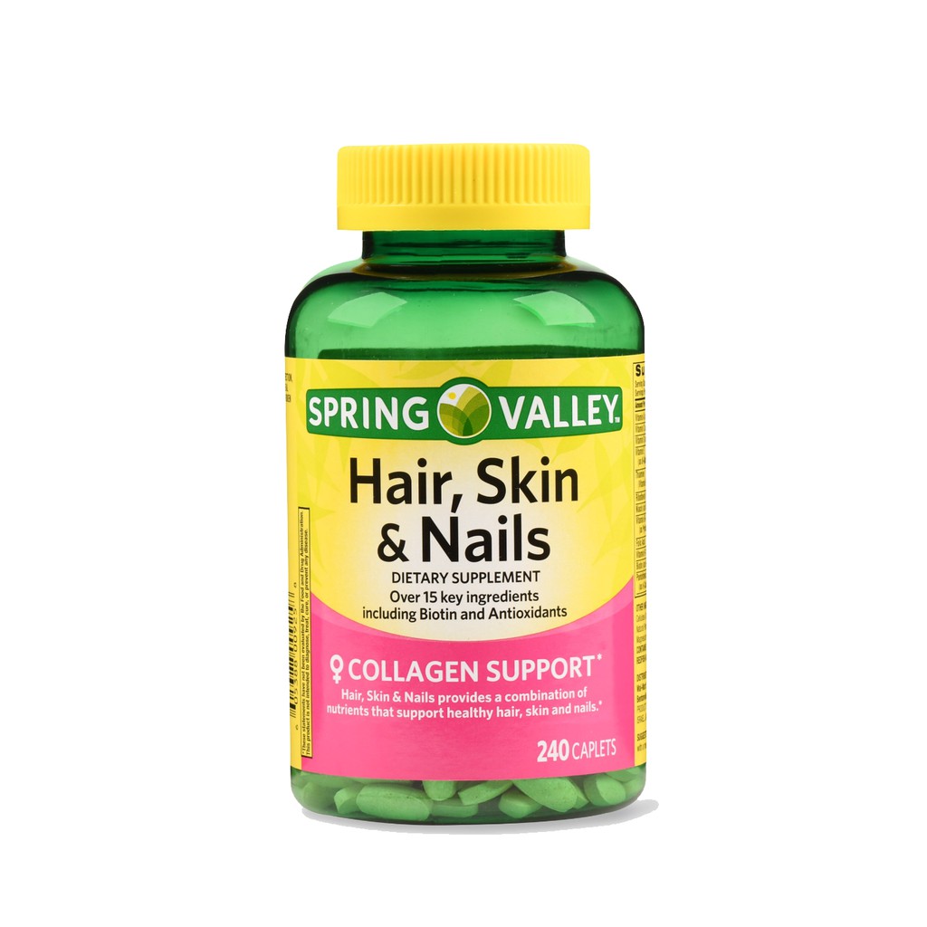 Spring Valley Hair Skin Nails Caplets With Biotin