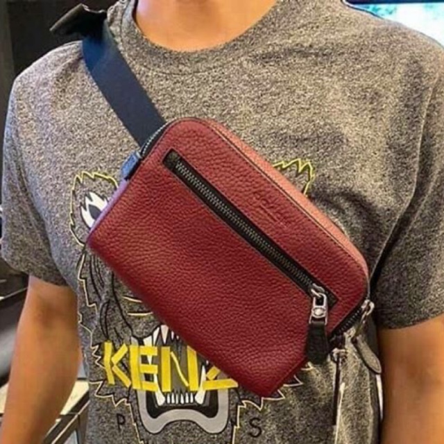 (ผ่อน0%) กระเป๋า คาดอก คาดเอว หนังแท้ สีแดง Coach west belt bag F72506