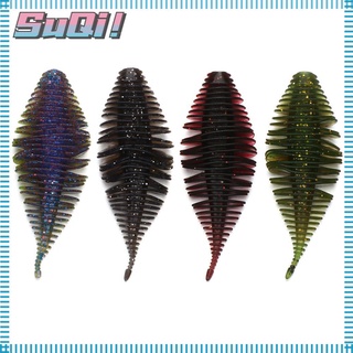 Suqi เหยื่อตกปลาซิลิโคนยาง แบบนิ่ม รูปหนอนปลาแมนดาริน 7.4 มม. 5.3 กรัม สีดํา 6 ชิ้น