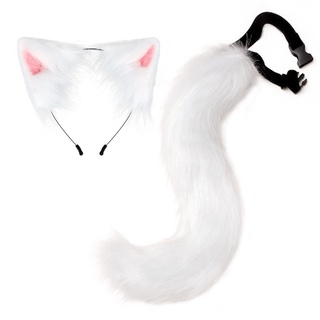 JK Beast Ear Ear Tail Set Halloween Party น่ารัก Fox Tail Plush Cable Beast Hoop Hoop Cos Cos