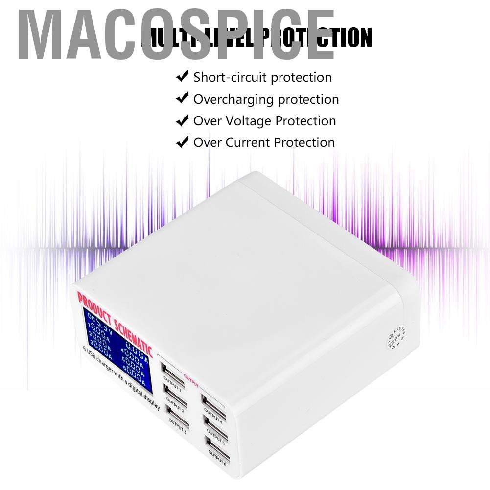 MACO] 6 Port Fast Charging Desktop Station USB Hub LCD Digital Display ...