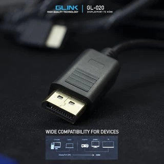 GLINK GL020 สายแปลง Display Port (M) / HDMI (F) มีช่องต่อเสียง Adapter With 3.5mm Audio port
