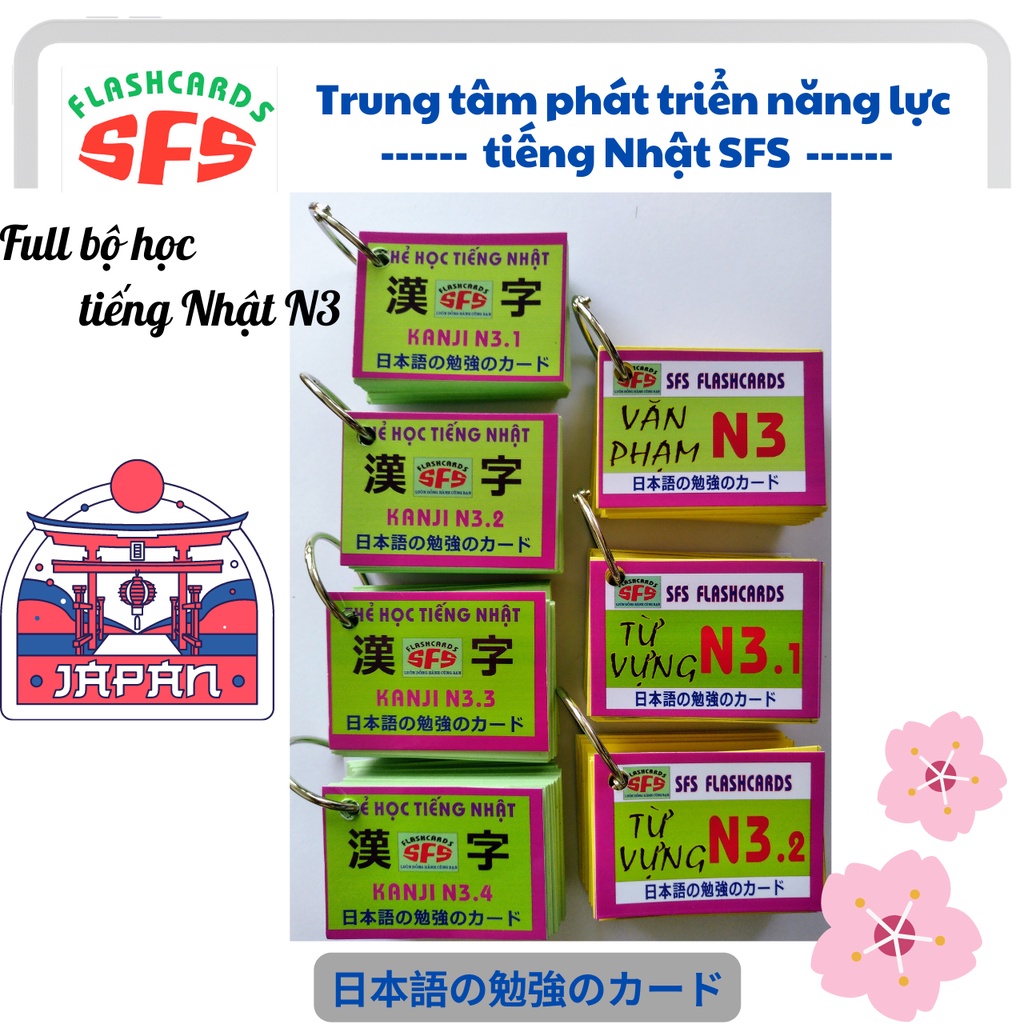 การ์ดเรียนรู้ญี่ปุ่นครบชุด N3 รวมถึงคันจิ N3 วรรณกรรม N3 คําศัพท์ N3