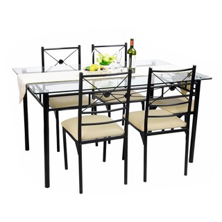 Dining table set DINING SET FURDINI JESUS1+4 STEEL TOP TEMPERED GLASS Dining room furniture Home &amp; Furniture ชุดโต๊ะทานข