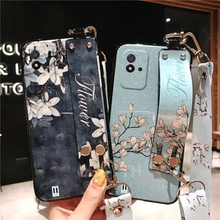 2021 New เคสโทรศัพท์ Realme Narzo 50i GT Neo2 5G Master Edition C25Y C21 C25s C25 C20 In Stock Flowers Bling Glitter with Wrist Band and Adjustable Crossbody Lanyard Neck Rope Back Cover RealmeNarzo50i GTNeo2 GTMasterEdition เคส