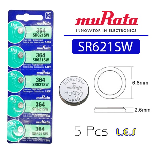 ถ่านกระดุม Murata 364 / SR621SW Watch Battery Button Coin Cell (ลดล้างสต๊อก) 50%