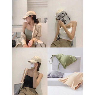 thekingshop*2503*เสื้อสายเดี๋ยว ผ้าลื่นใส่สบาย มีฟองน้ำในตัว