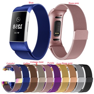 สายนาฬิกาข้อมือ แบบสเตนเลส สําหรับ fitbit charge 3 Charge 4