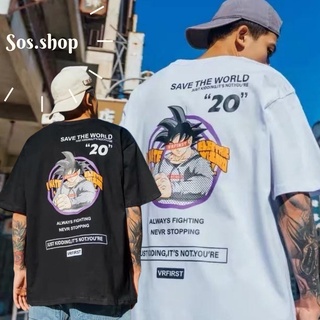 SOSส่งจากไทย 🍀 เสื้อยืดสกรีนGOKU  คอกลม แขนสั้น แฟชั่นและการพักผ่อน#W02