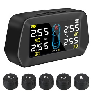 Digital LCD Display Solar Tire Pressure Monitoring Auto Accessories Auto Security Alarm Systems Kit With 5 Wheel Intelli