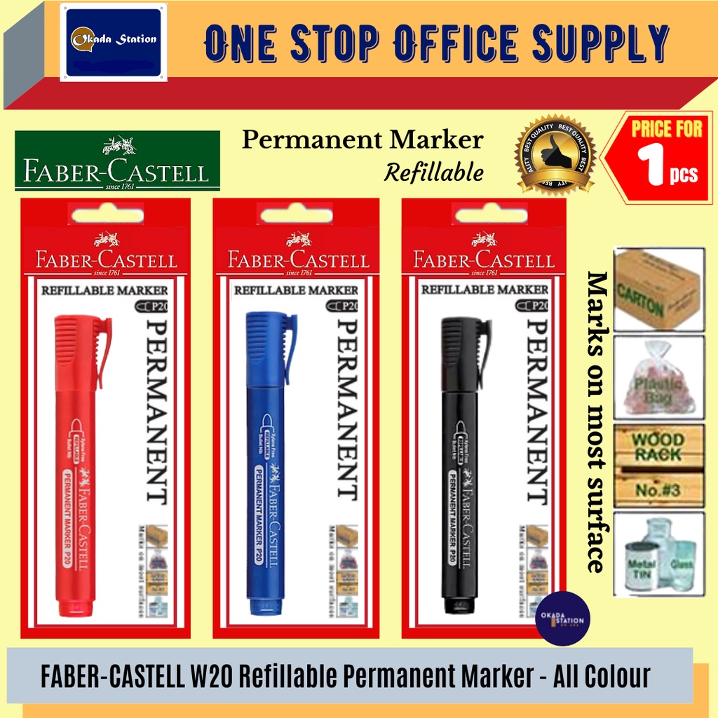 (RM2.20) Faber Castell Permanent Marker Pen (Round) /  Marker Pen / Permanent Marker / Round Point /