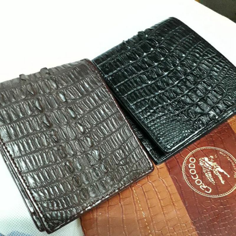 crocodile bifold wallet package 2 pcsr กระเป๋าสตางค์หางจระเข้สีดำแท้ เกรดส่งออก super grade and easy