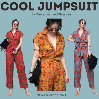 Jumpsuit คอปก แขนสั้นพับทรงแขนล้ำ เนื้อผ้าฝ้ายอินเดีย Mirrorsister