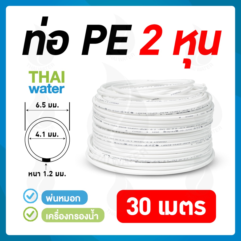 อะไหล่เครื่องกรองน้ำ สายเครื่องกรองน้ำ สายพ่นหมอก ท่อน้ำ PE ขนาด 1/4นิ้ว 2หุน 30 เมตร ( ใช้สำหรับเครื่องกรองน้ำทั่วไป ) – โปรปัง