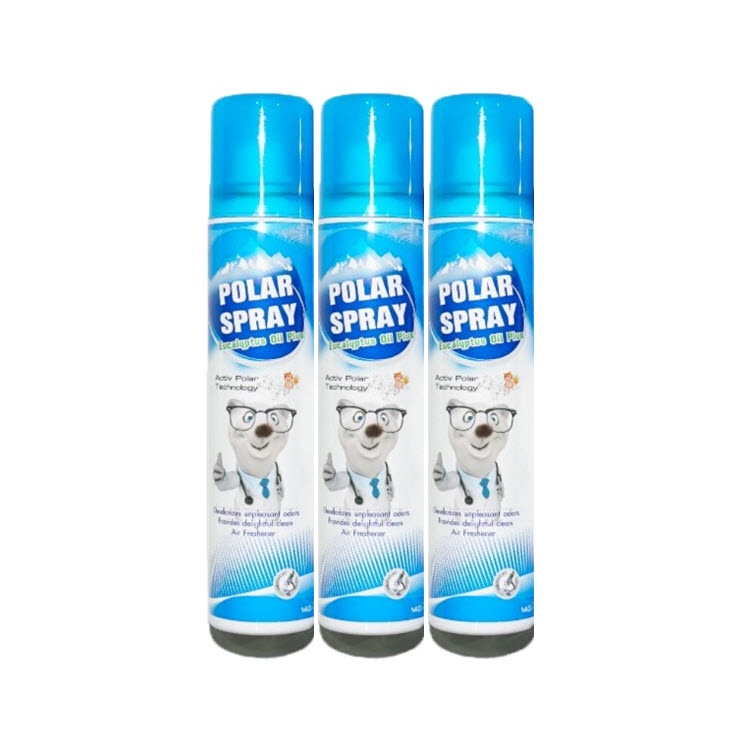 Polar Spray 80 ml. ขวดเล็ก สเปรย์ปรับอากาศ ยูคาลิปตัส กำจัดเชื้อโรค 3 ขวด
