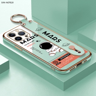 Compatible With Samsung Galaxy Note 20 10 Lite Plus Ultra เคสซัมซุง สำหรับ Case Cartoon Astronaut เคส เคสโทรศัพท์ เคสมือถือ Wrist Strap Casing Full Cover Soft Electroplating TPU Cases