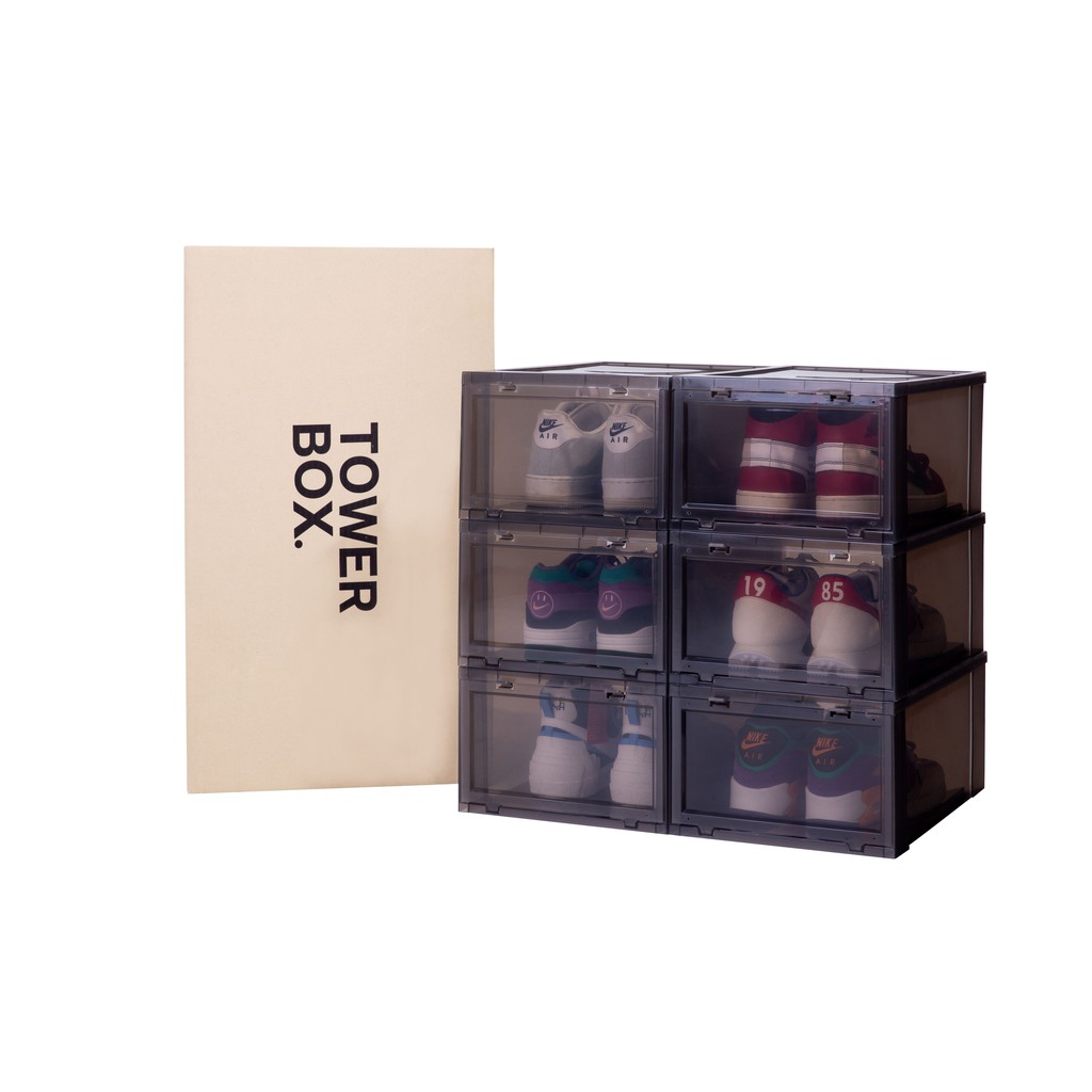Tower Box Standard Black (2 boxes) - กล่องใส่รองเท้าสีดำใส - towerbox ...