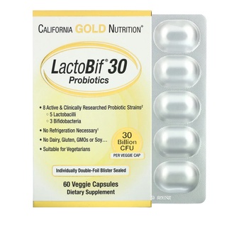 California Gold Nutrition LactoBif Probiotics 30 Billion CFU 60 Veggie Capsules