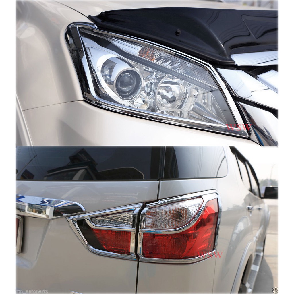ชุด ครอบไฟหน้า ครอบไฟท้าย รถยนต์ อีซูซุ มิวเอ็กซ์ 2014 2015 2016 ชุบโครเมี่ยม ครอบไฟรถยนต์ Isuzu MU-X SUV ของแต่งรถยนต์