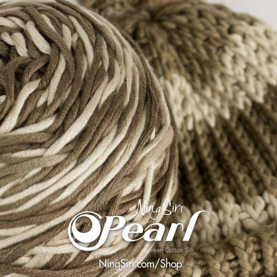 ไหมพรม คอตตอนซิลค์เกาหลี Cotton Pearl (Korean cotton silk) สีเหลือบ สำหรับถัก โครเชต์ นิตติ้ง Crochet Kniting Yarn