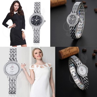 Poca Soxy Watch นาฬิกาข้อมือแฟชั่นผู้หญิงหน้าปัดขาวล้อมเพชร