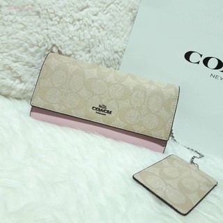 (แท้ 💯%‼) COACH F53763 TRIFOLD WALLET IN SIGNATURE